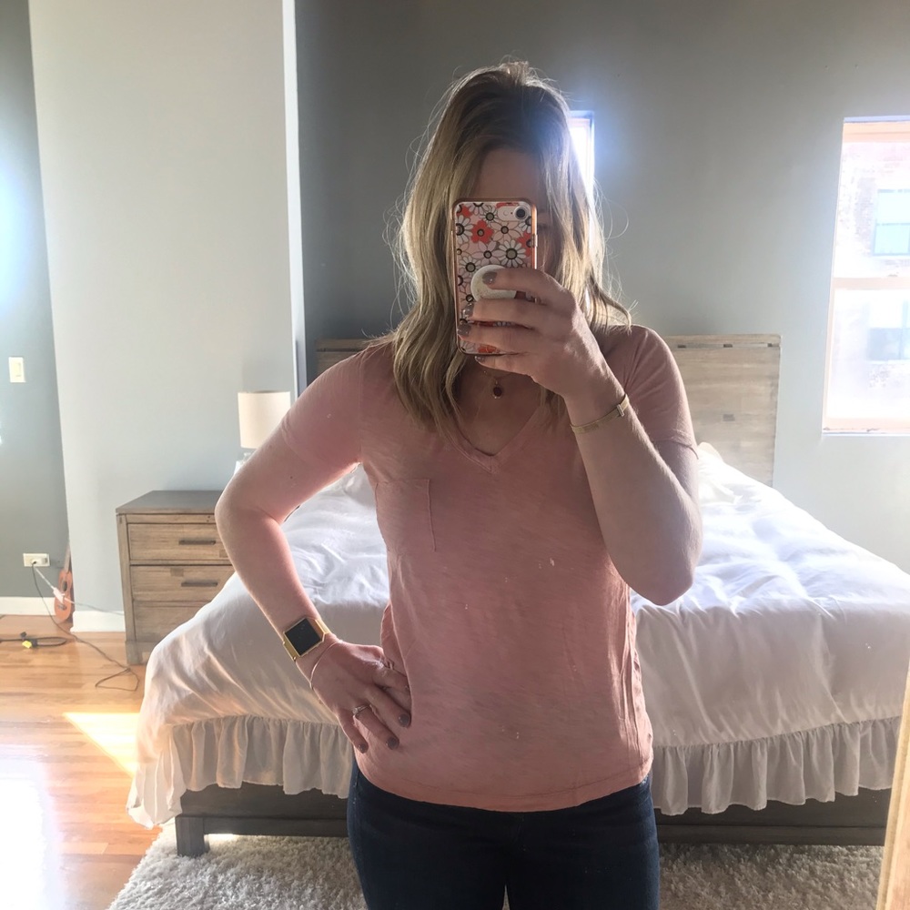 Pink Madewell V-neck t-shirt
